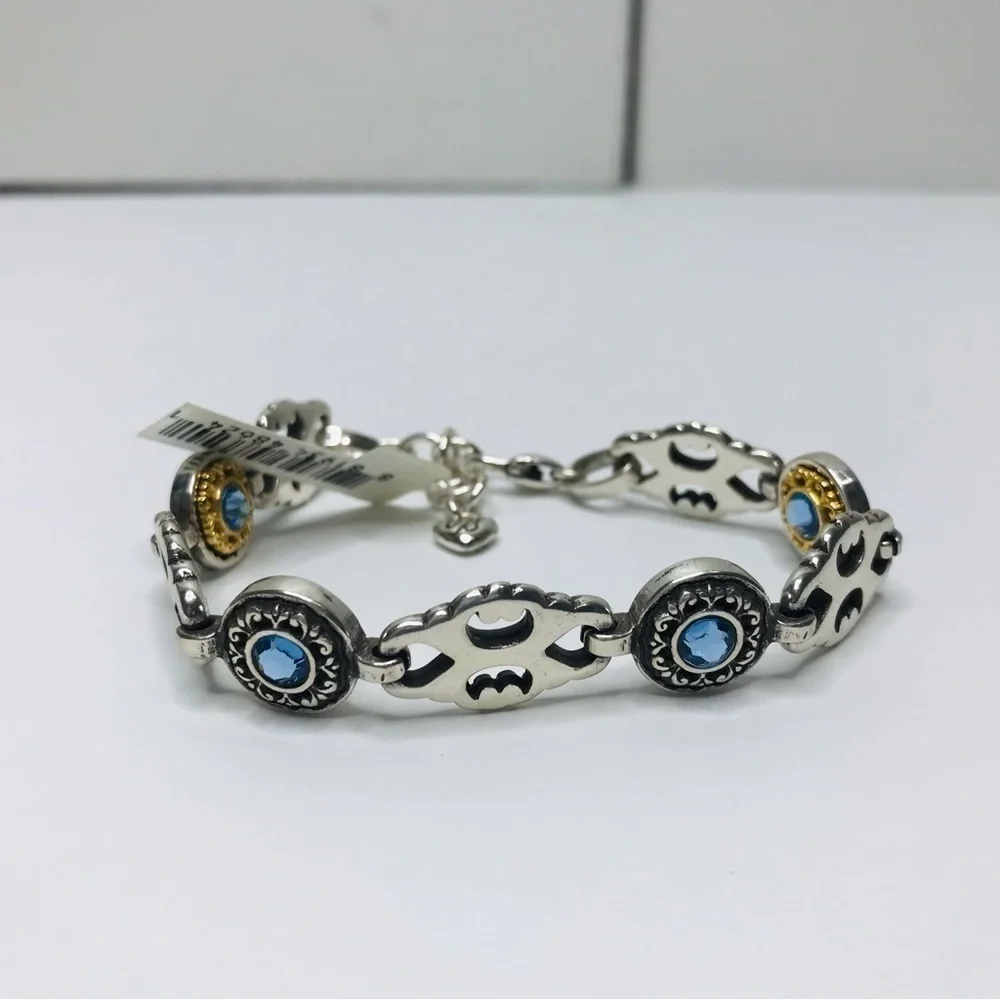 New BRIGHTON Silver Double Sided Blue Gem Bracelet